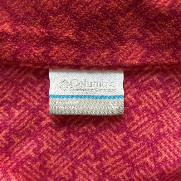 Columbia Bright Pink Geometric Print Quarter Zip Fleece Pullover Women’s Size M - Picture 5 of 7